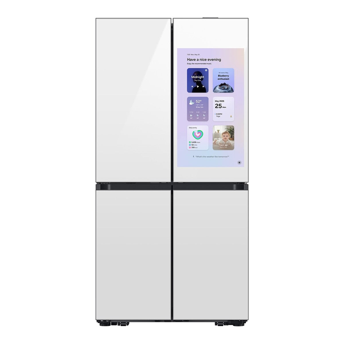 Samsung Bespoke AI 4-Door Flex Family Hub 32" AI Vision & Auto Open Door, 23 cu. ft. - White Glass
