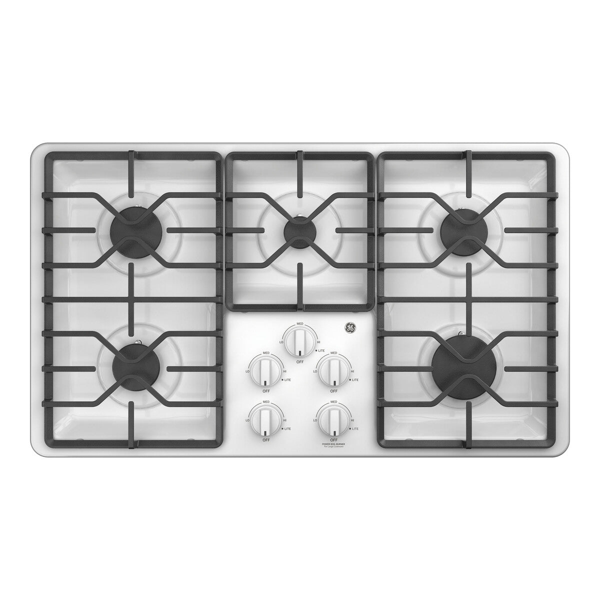 GE 36" Built-In Gas Cooktop with Dishwasher-Safe Grates - White