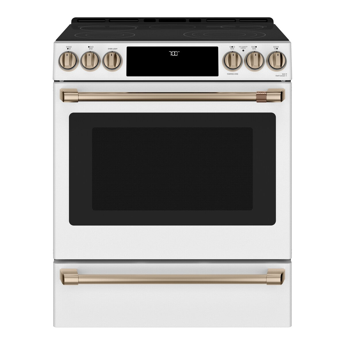 Café 30" Smart Slide-In, Front-Control, Radiant and Convection Range - Matte White