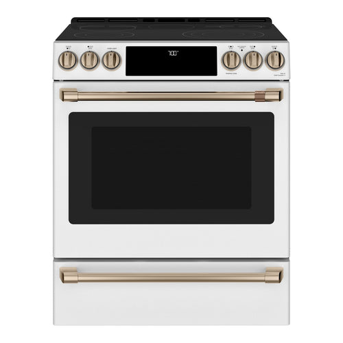 Café 30" Smart Slide-In, Front-Control, Radiant and Convection Range - Matte White