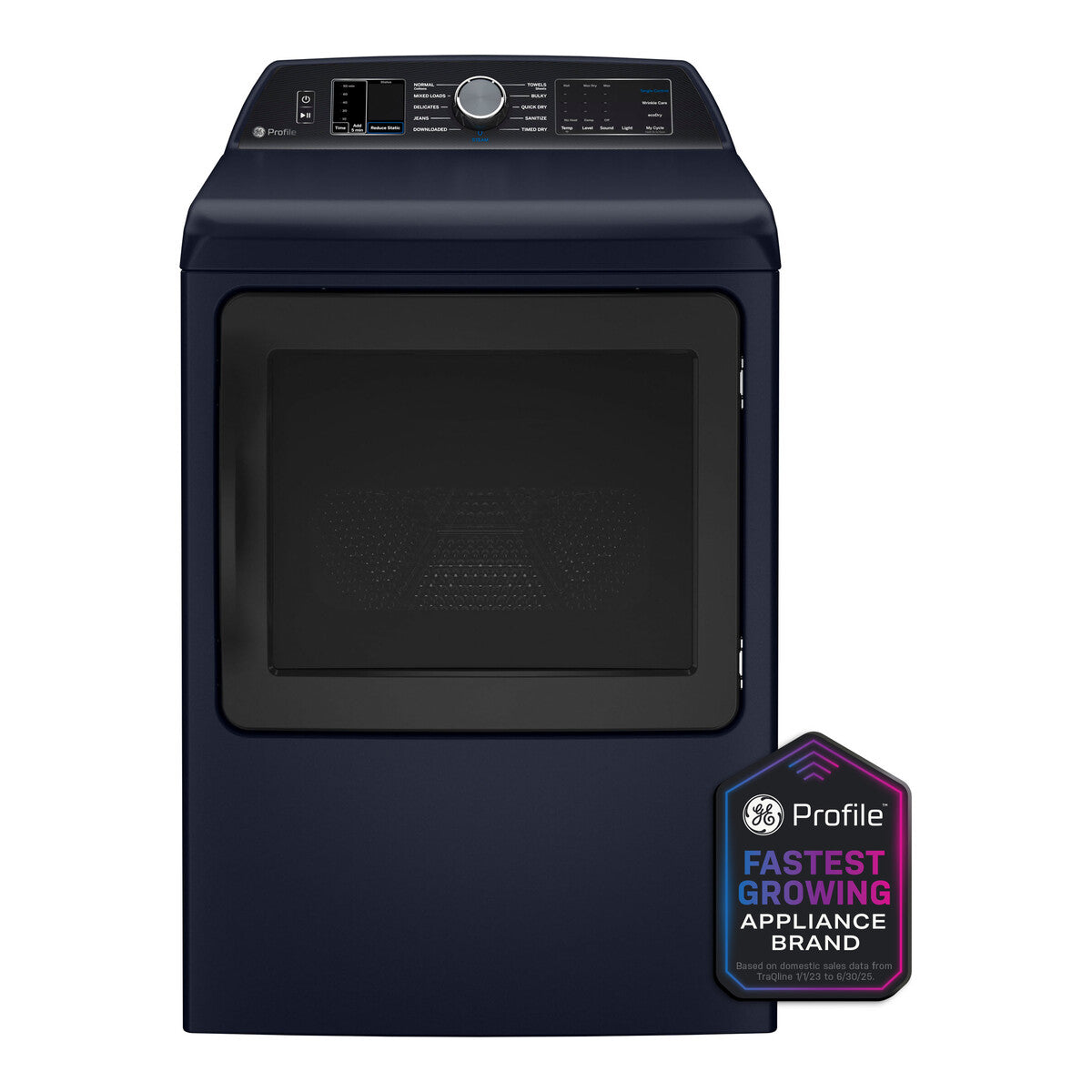 GE Profile ENERGY STAR 7.3 cu. ft. Capacity Smart Gas Dryer with Steam and Washer Link - Sapphire Blue