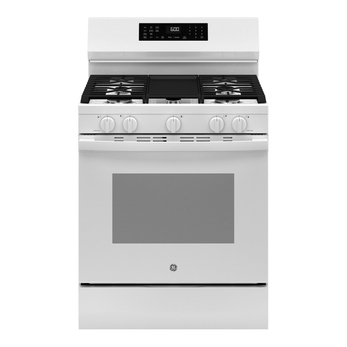 GE 30" Free-Standing Gas Convection Range with No Preheat Air Fry and EasyWash Oven Tray - White