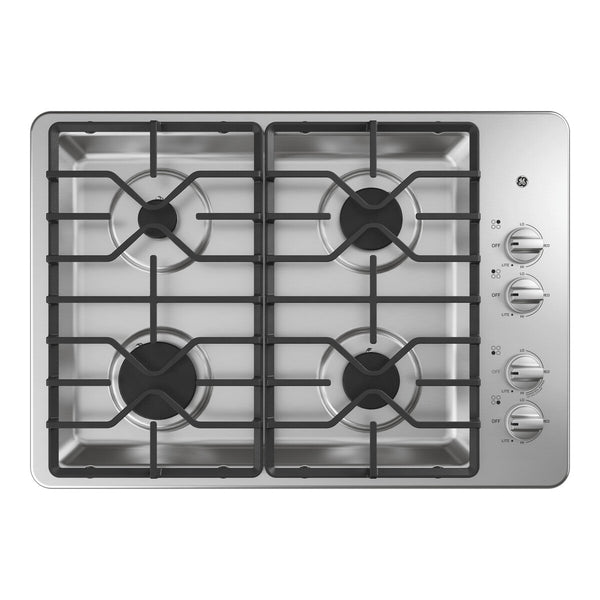 GE 30" Built-In Gas Cooktop with Dishwasher-Safe Grates - Stainless Steel