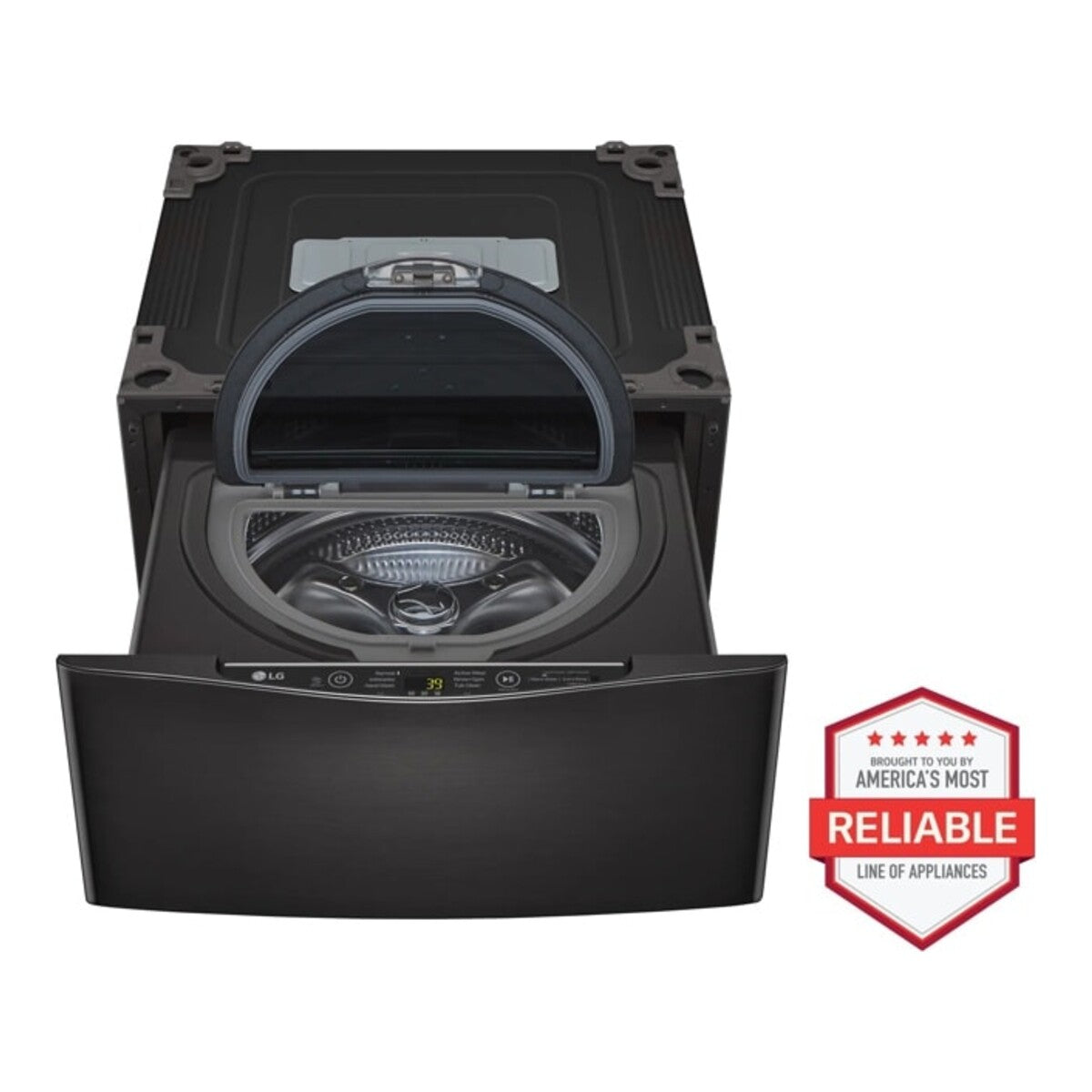 LG 1.0 cu. ft. LG SideKick Pedestal Washer, LG TWINWash Compatible - Black Steel