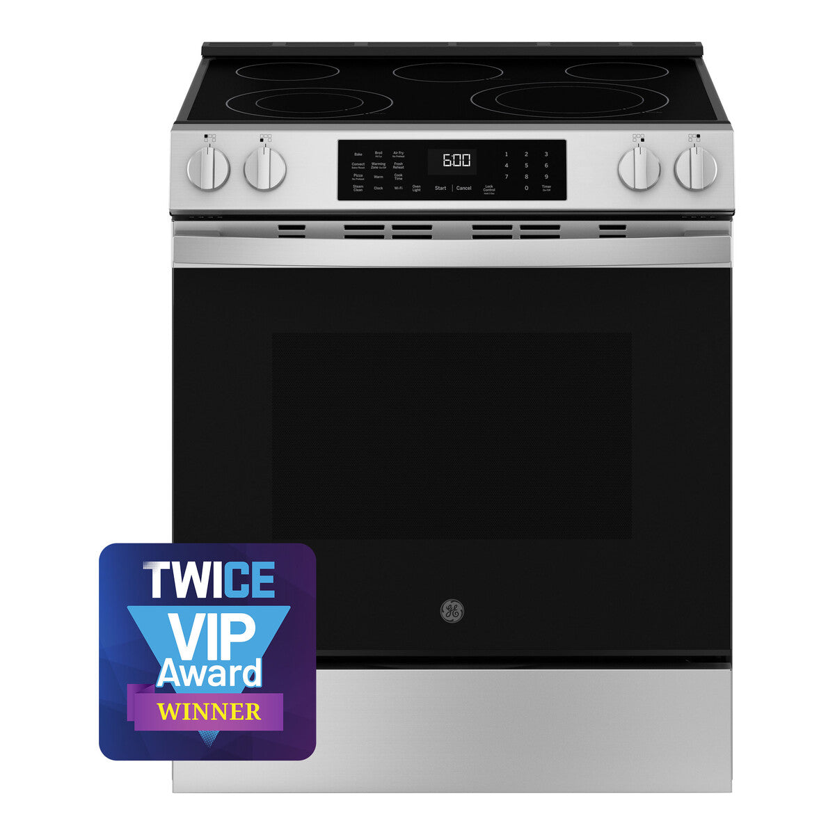 GE ENERGY STAR 30" Slide-In Electric Convection Range with No Preheat Air Fry and EasyWash Oven Tray - Stainless Steel