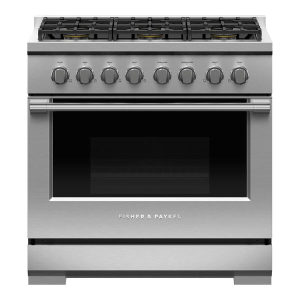 Fisher & Paykel 36" Series 7 Professional 6 Burner Gas Range, Natural Gas - Stainless Steel