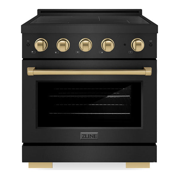 ZLINE Autograph Edition 30 in. 4.2 cu. ft. Paramount Induction Range with 4 Element Cooktop and Electric Convection Oven in Black Stainless Steel…