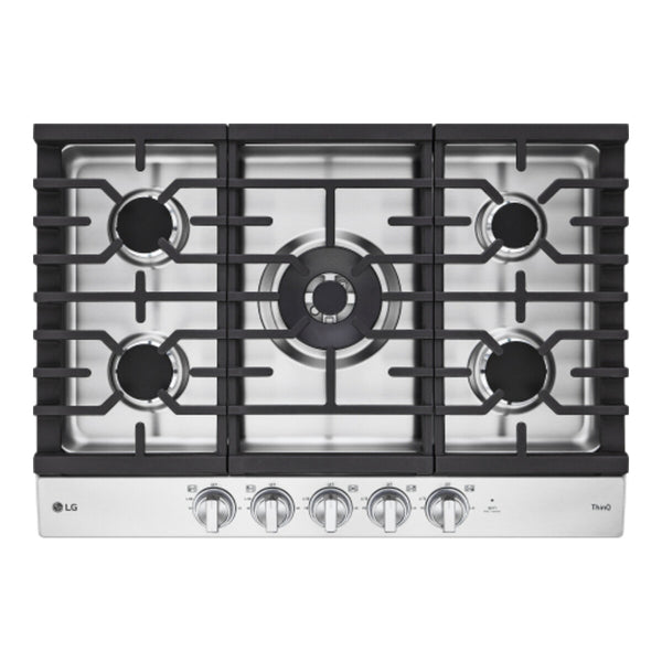 LG 30” Smart Gas Cooktop with UltraHeat 22K BTU Dual Burner and LED Knobs - Stainless Steel