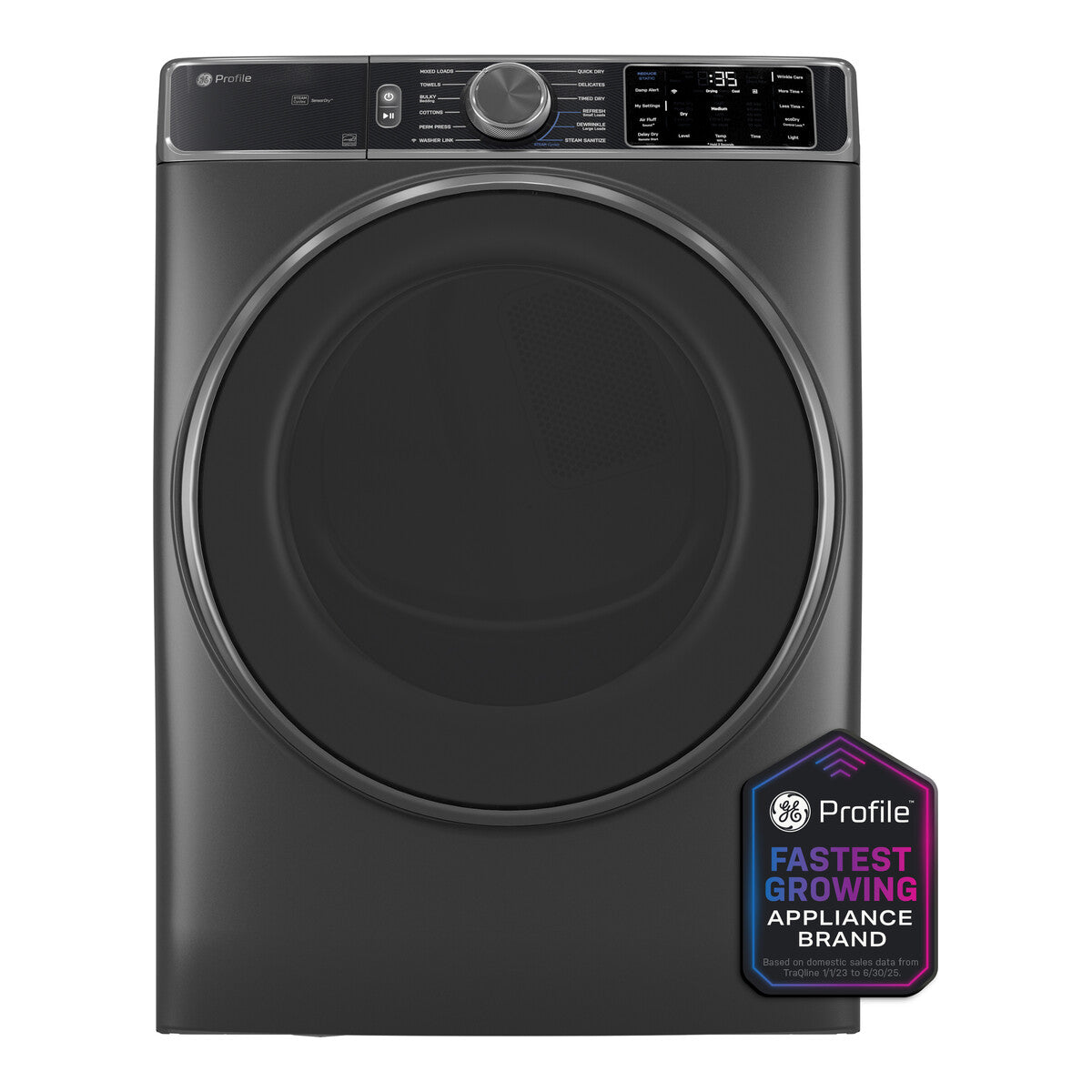 GE Profile ENERGY STAR 7.8 cu. ft. Capacity Smart Front Load Gas Dryer with Steam and Sanitize Cycle - Carbon Graphite