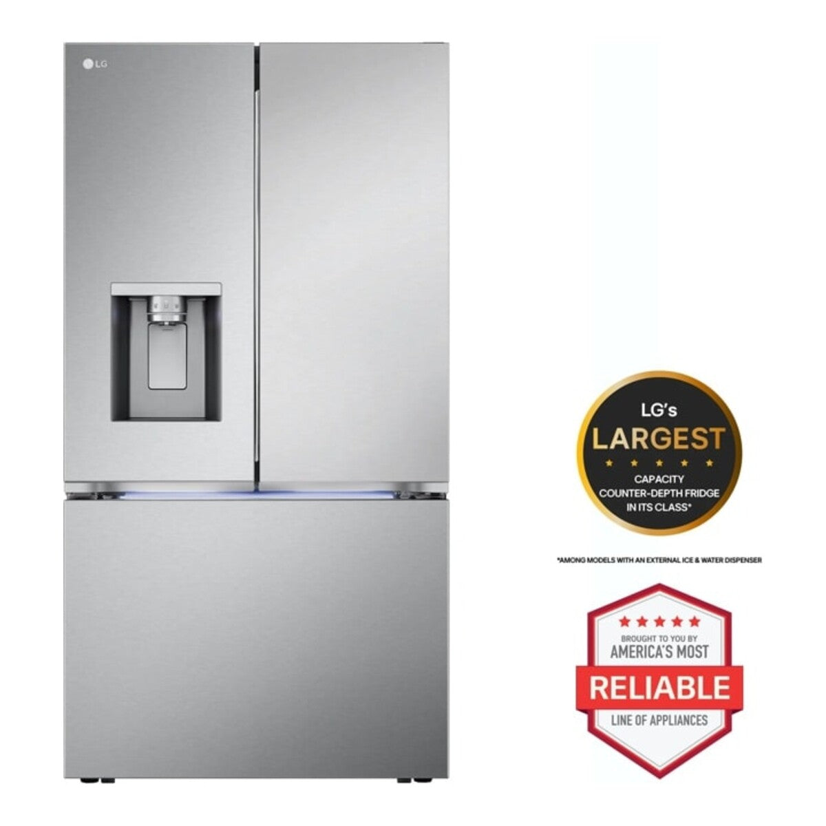 LG 26 cu. ft. Smart Counter-Depth MAX French Door Refrigerator with Four Types of Ice - Print Proof Stainless Steel