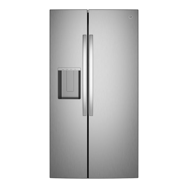 GE 23.5 cu. ft. Counter-Depth Side-By-Side Refrigerator with LED Light Walls and Extra Tall Dispenser - Stainless Steel