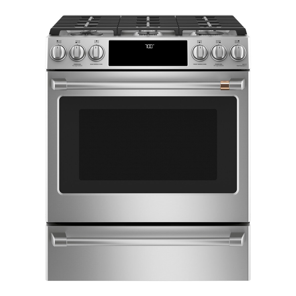 Café 30" Smart Slide-In, Front-Control, Gas Range with Convection Oven - Stainless Steel