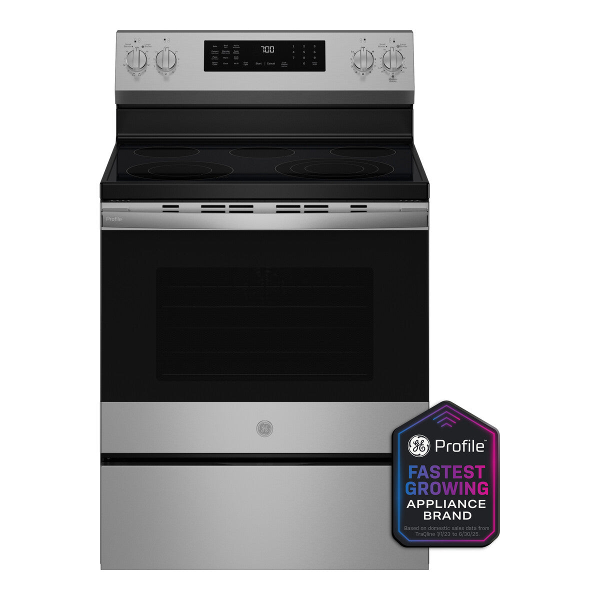 GE Profile ENERGY STAR 30” Smart Free-Standing Electric Convection Range with No Preheat Air Fry and EasyWash Oven Tray - Stainless Steel