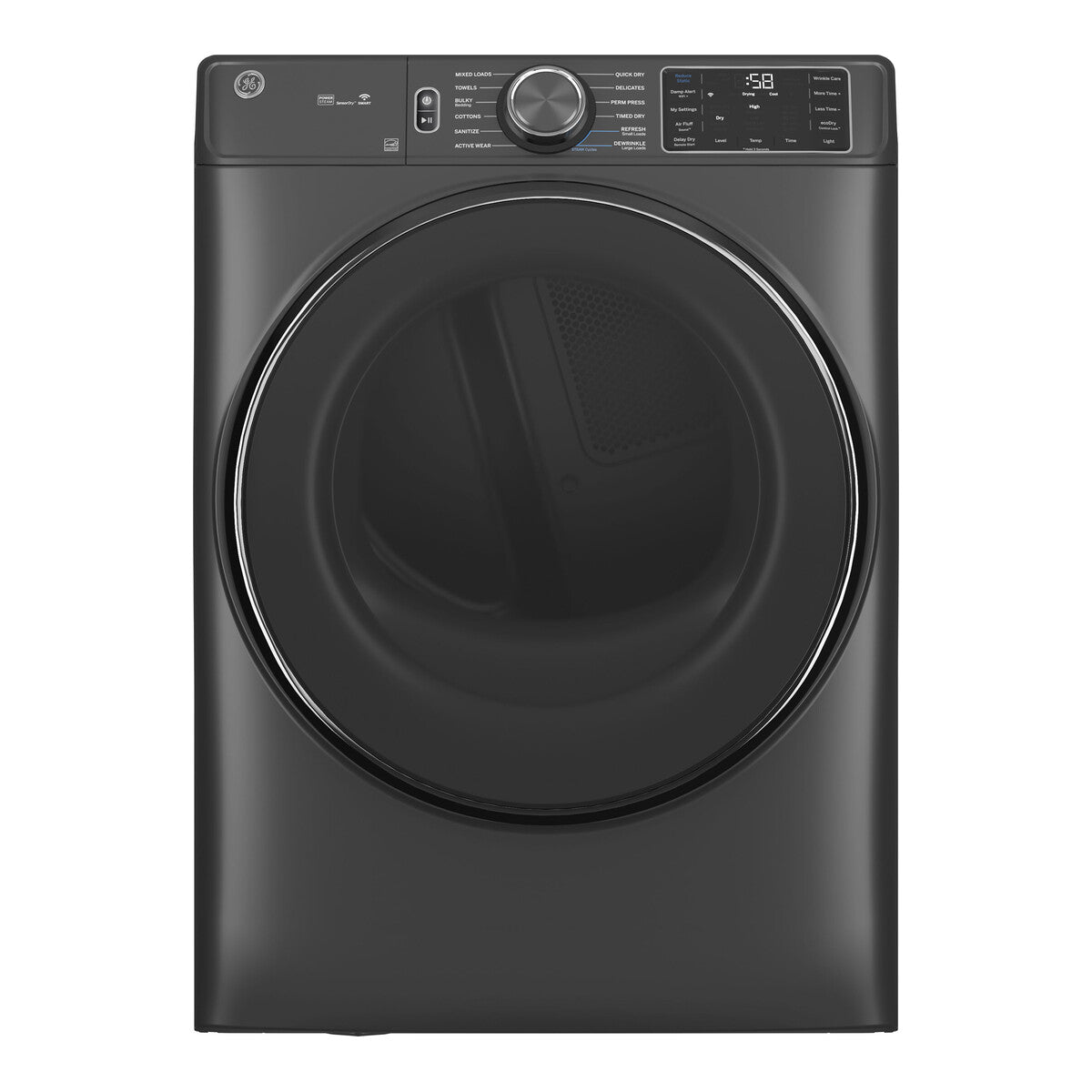GE ENERGY STAR 7.8 cu. ft. Capacity Smart Front Load Electric Dryer with Steam and Sanitize Cycle - Carbon Graphite