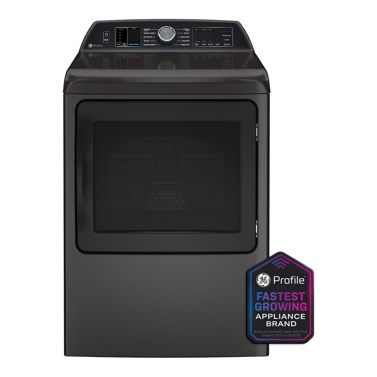 GE Profile ENERGY STAR 7.4 cu. ft. Capacity Smart aluminized alloy drum Gas Dryer with Sanitize Cycle and Sensor Dry - Diamond Gray
