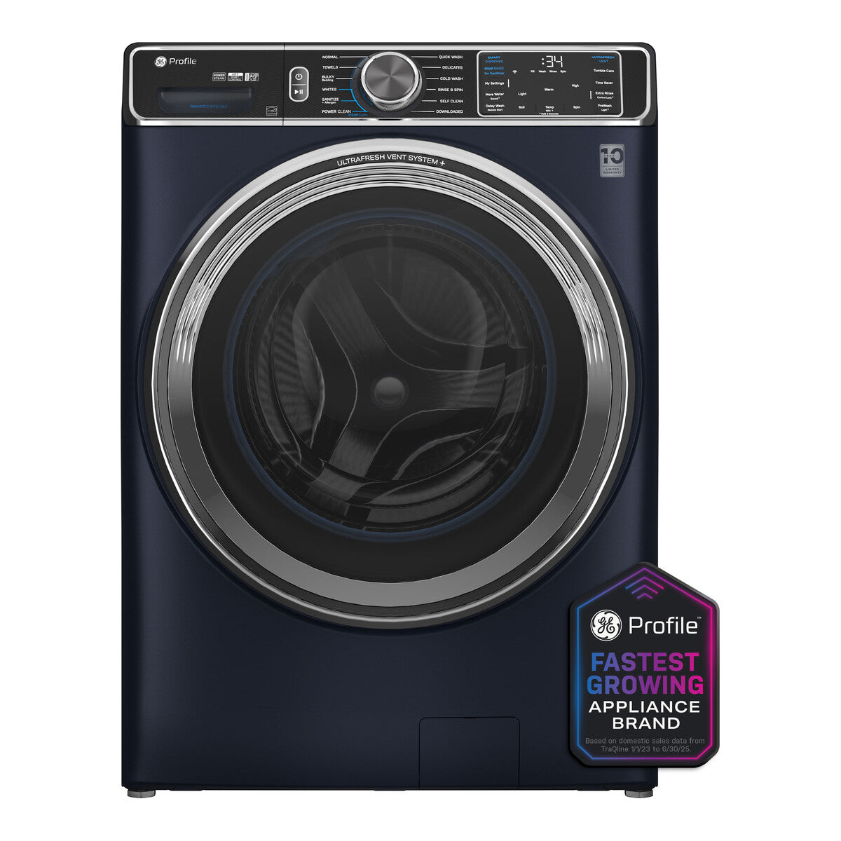 GE Profile 5.3 cu. ft. Capacity Smart Front Load ENERGY STAR Washer with UltraFresh Vent System+ with OdorBlock - Sapphire Blue