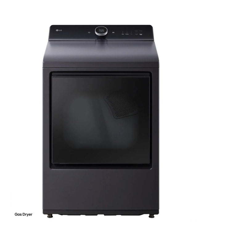 LG 7.3 cu. ft. Ultra Large Capacity Rear Control Gas Dryer with LG EasyLoad Door, AI Sensing and TurboSteam - Matte Black