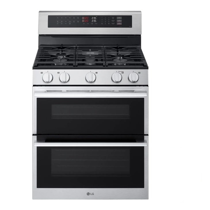 LG 6.9 cu. ft. Smart Gas Double Oven Freestanding Range with ProBake Convection, Air Fry & Air Sous Vide - Stainless Steel
