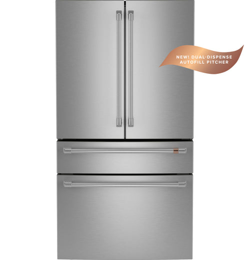 Café ENERGY STAR 23.2 cu. ft. Smart Counter-Depth 4-Door French-Door Refrigerator With Dual-Dispense AutoFill Pitcher - Stainless Steel