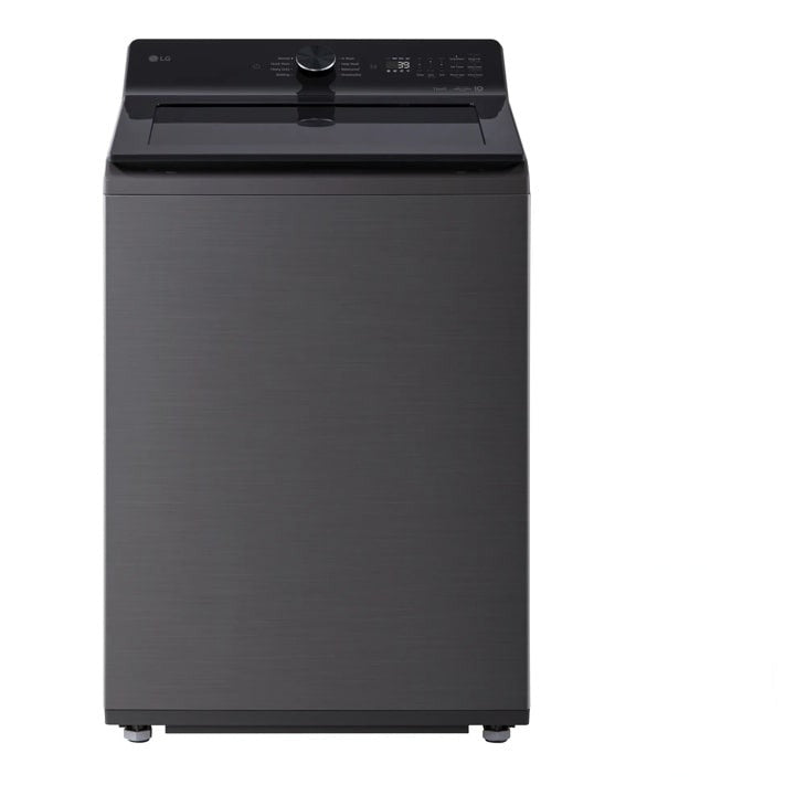 LG 4.8 cu. ft. Mega Capacity Smart Top Load Washer with 4-Way Agitator, EasyUnload & AI Sensing - Platinum Black
