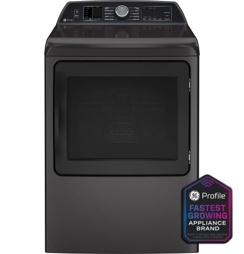 GE Profile ENERGY STAR 7.4 cu. ft. Capacity Smart aluminized alloy drum Electric Dryer with Sanitize Cycle and Sensor Dry - Diamond Gray